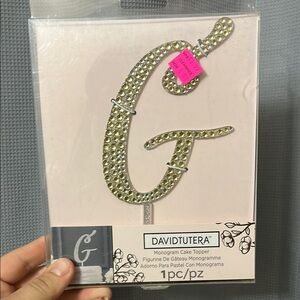 David Tutera Gold G Monogram Cake Topper